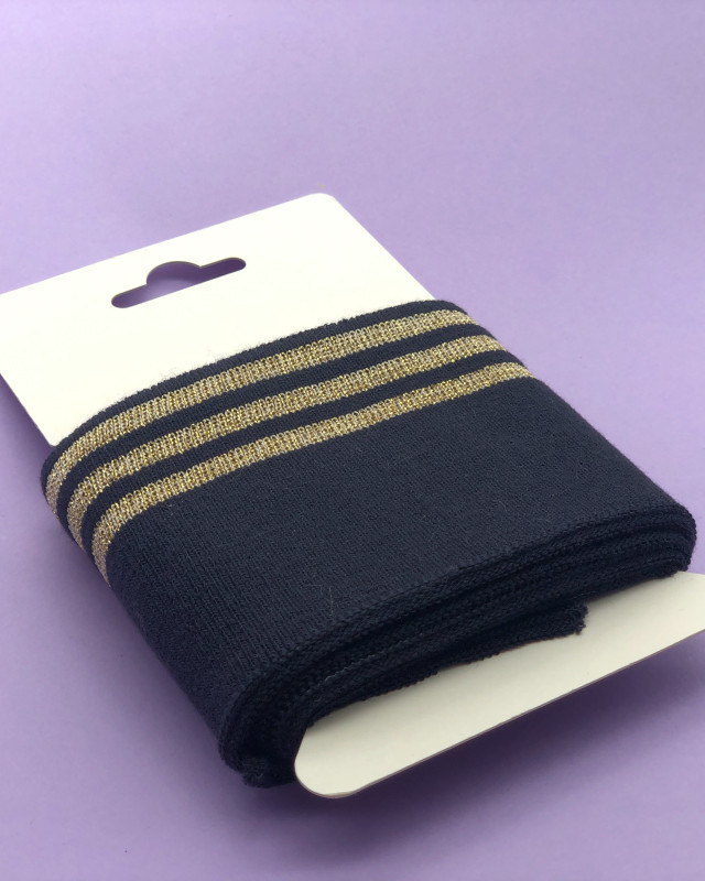 Bande Bord Côte Lurex Marine Or - Maison Klem